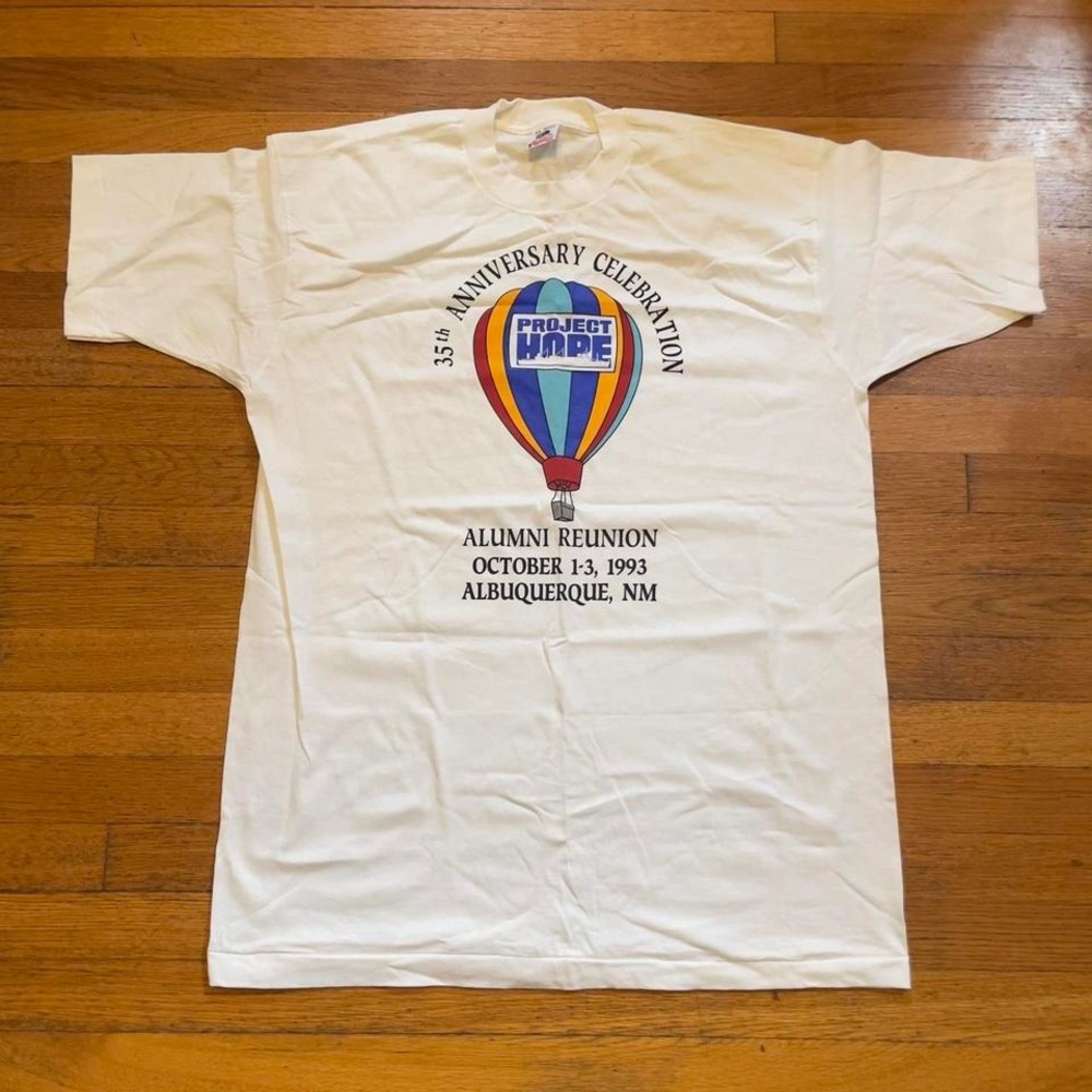 VTG 1993 project hope 35th anniversary hot air balloon tee shirt XL USA‎ white